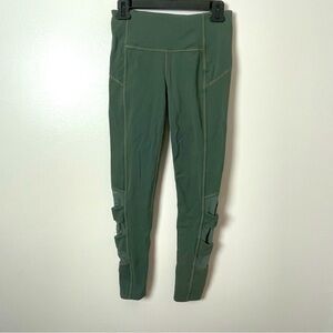 Athleta Leggings Yoga Pants Mesh Ankle Detail Army Green Size Small